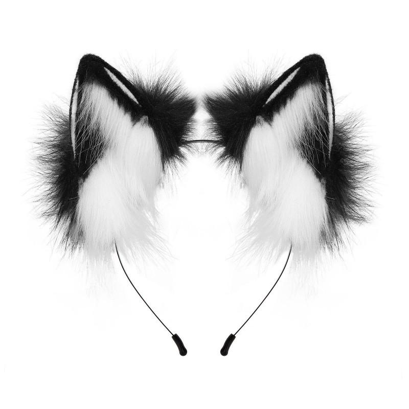 Handmade Plush Animal Ear Headband Cosplay Party Costume Wolf Fox Ears Hair Accessory Unisex