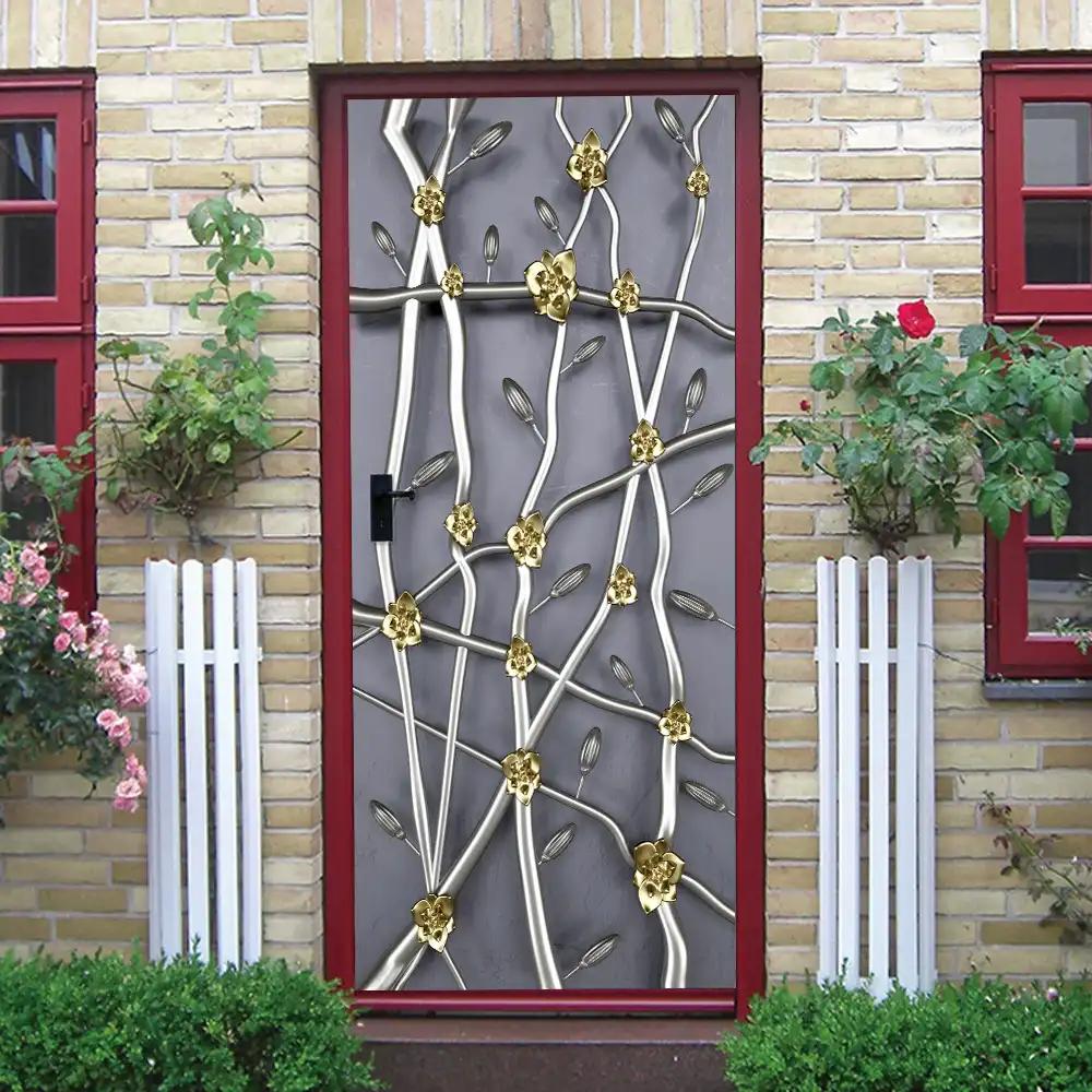 Retro Themed Kitchen Decoration PVC Door Sticker - a Festive Door Decoration That Can Be Easily Removed, Suitable for Kitchen, Guest Room