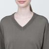 MUJI Hemp Blend Dark Mocha Size Size S Women's UV-Cut V-Neck Sweater, Brown, BA1OHA4S, Women's