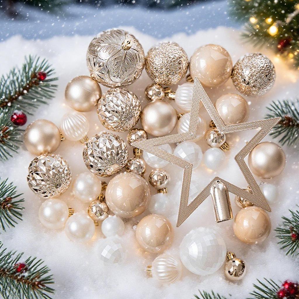 3-8cm 50pcs Christmas Ball Ornaments Star Shaped Tree Top Christmas Tree Party Decoration Set Christmas Spheres Pendant