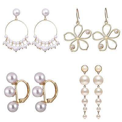 17 KM Simulierte Perle Baumeln Ohrringe Für Frauen Elegante Lange Anhänger Ohrring Weibliche Hochzeit Party