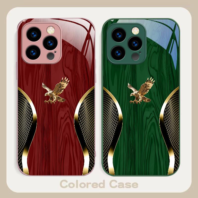 Noble Golden Eagle Ring For iPhone 17 Air 16 E 15 14 13 Plus 12 mini 17 Pro Max 11Pro XR Xs X 7 8 11 Tempered Glass Phone Case
