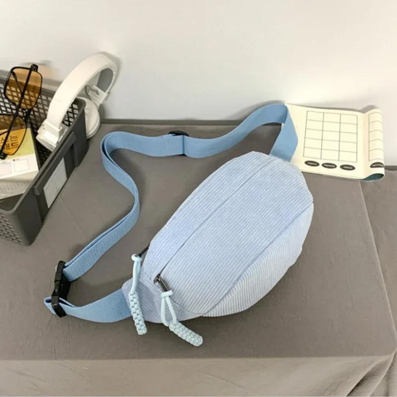 Women Waist Pack Large Capacity Corduroy Fanny Pack Street Style Chest Bag Fashi Shoulder Crossbody Bags Casual Waist Belt Bag