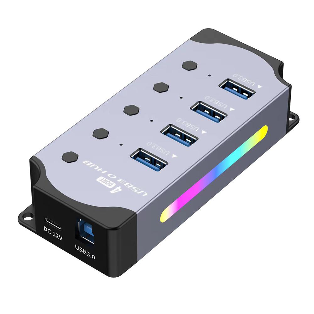 

YX-H304 4 Port USB 3.0 Hub Splitter with Independent Switches and Light for PC/Smart TV As Shown A