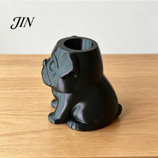 Space-saving Flower Pot 3D Printed Pug Planter Pot, Decorative Dog Flowerpot for Compact Indoor Outdoor, Cactus Succulents Plants Container, Pet Lover