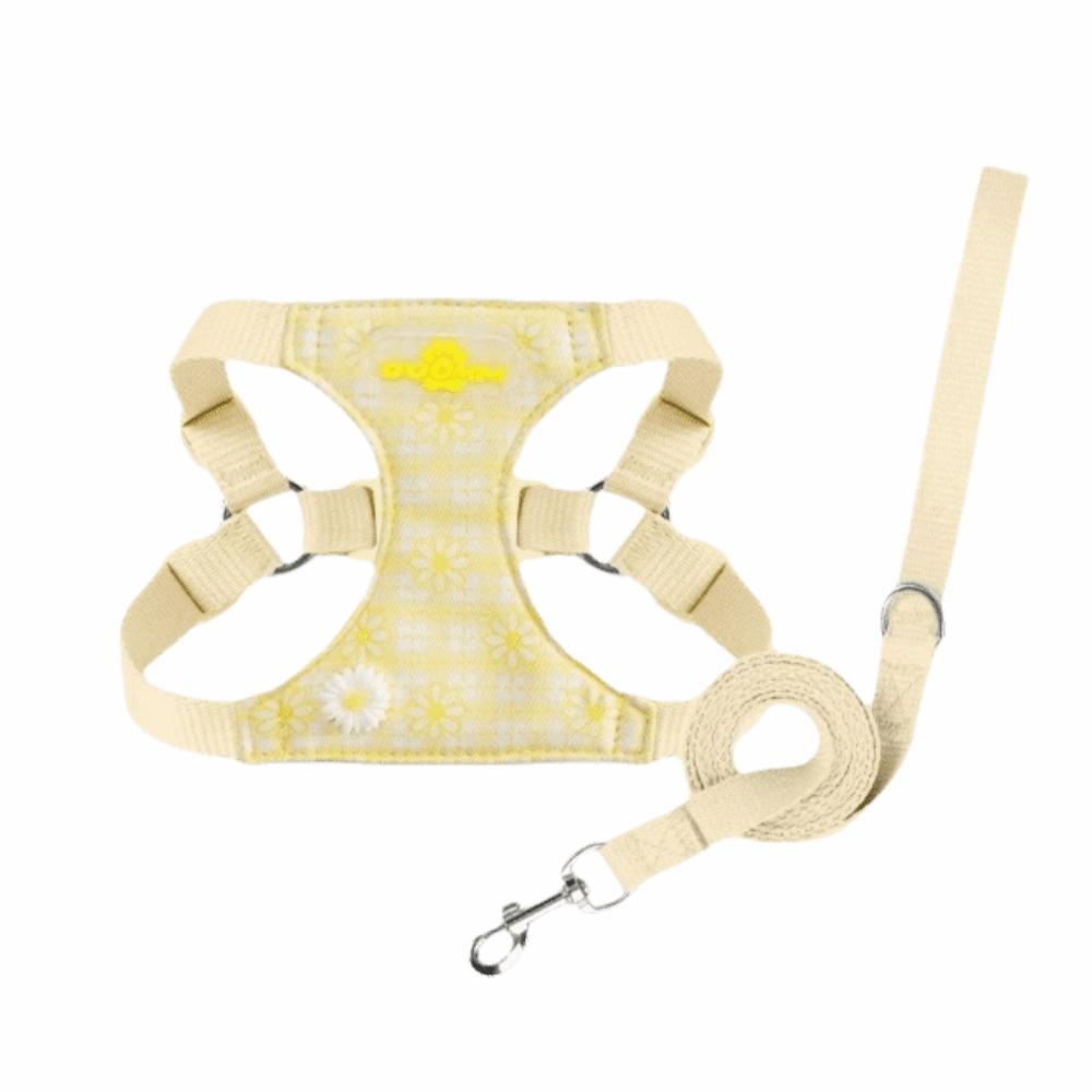 Soft Vest Dog Collar Harness Set Easy Adjust Pet Harness Vest Dog Harness Leash Set  Pet Walking XS жёлтый