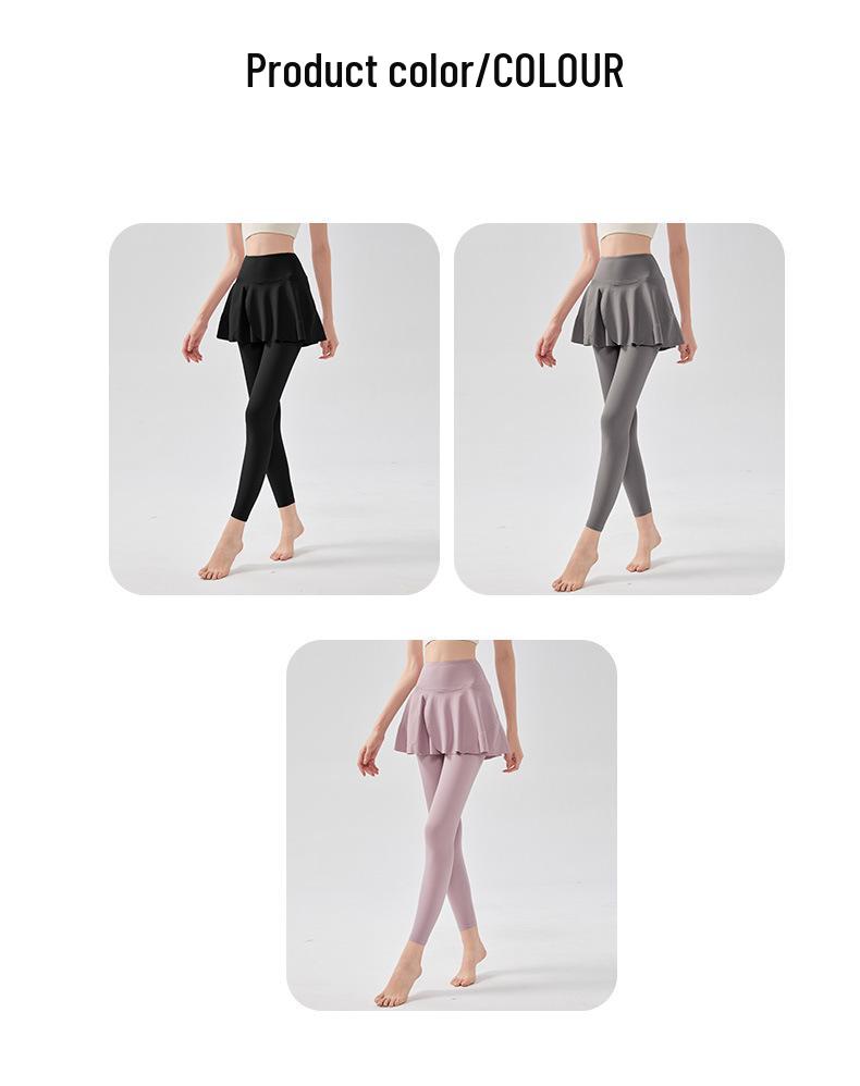 Women's High-Waist Yoga Skirt Pants - Hip-Lifting, Slimming Fitness Trousers with Skirt Hem for Running and Sports