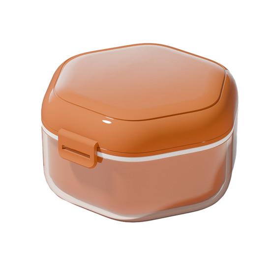 Double Layers Retainer Case Portable Soaking Denture Bath Box with Strainer Basket Invisible Brace Mouth Guard Dental Aligner Container Holder