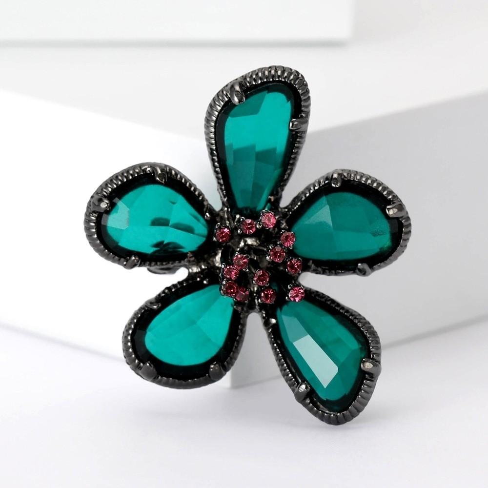 Enamel Rhinestone Brooch Alloy Floral Clothing Pin Exquisite Flower Brooches  Jewelry Gift