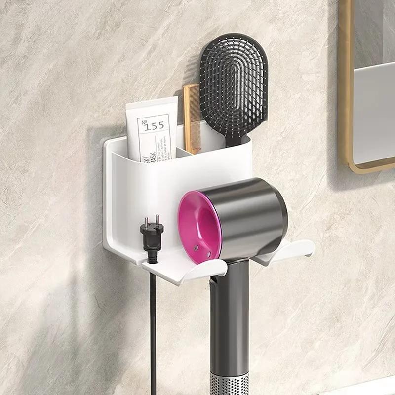 

1PC Hair Dryer Holder Wall Mounted Hair Straightener Dryer Hair Stand Bathroom Organizer Shelves Bathroom Organization Shelves білий