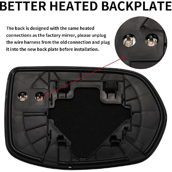 Driver Side Mirror Replacement For Honda CRV 2007 2008 2009 2010 2011 - Left Side Mirror Glass, Rear View Mirrors Glass With Power Heated