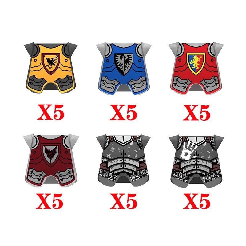 MOC Medieval Red Lion Black Eagle Castle Soldier Knight Horse Mount Building Block Military Figure Vest Armor Flag Toy Gift B036