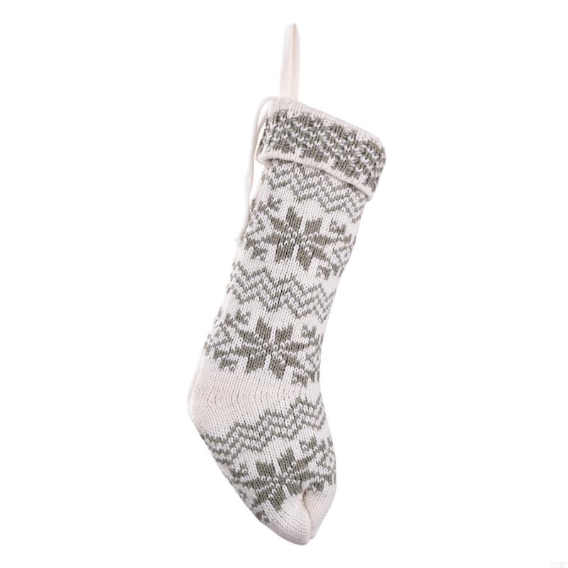 Knit Snowflake Christmas Hanging Socks Christmas Stockings Candy Gift Bag Christmas Decorations For Home Office Part