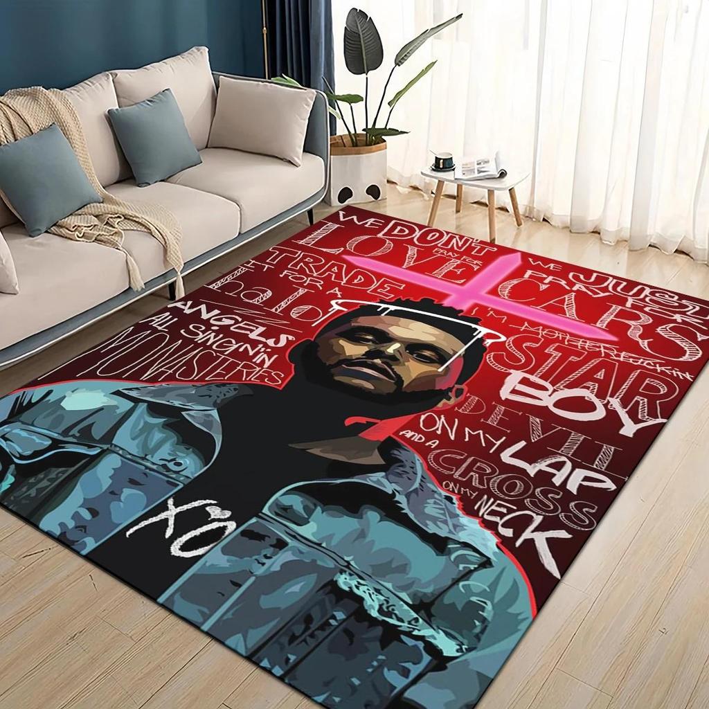 TAPPETO 3D THE WEEKND,XO Alternative R&B Abel Tesfaye per Soggiorno Camera da Letto Casa Decorazione Divano, Tappetino Antiscivolo per Bambini