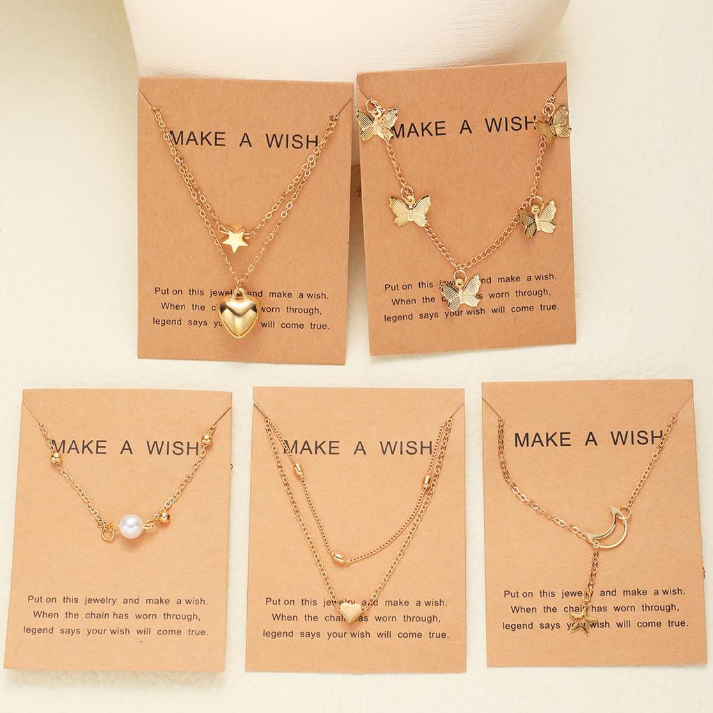 Gold Color Women Necklace Sets Fashion Heart Butterfly Pearl Moon Star Pendant Necklace 2026 Vintage Jewelry Gifts