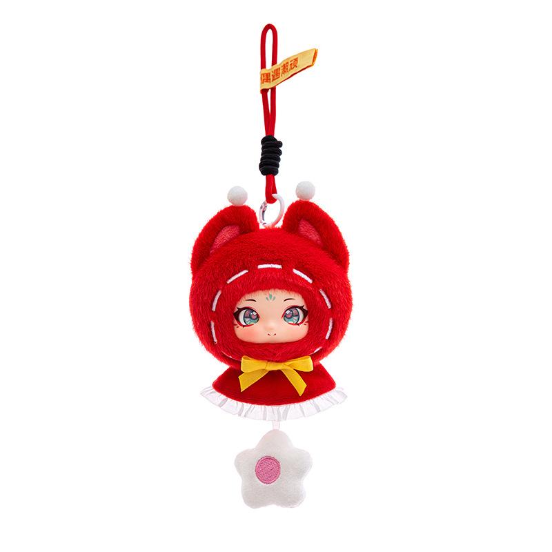 Cute Red Riding Hood Girl Vinyl Face Plush Toy Fairy Tales Animal Pendant Gift
