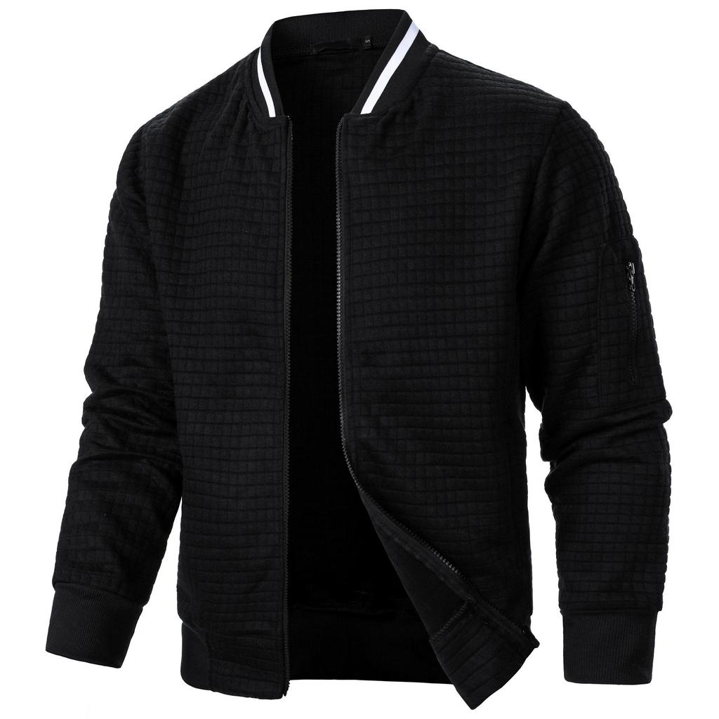 Felpa con zip e colletto alto da uomo Giacca Felpa Cardigan casual a quadri da uomo