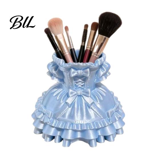 Student Desk Accessory 3D Printed Dress Shape Pen Holder, Cute Organizer School Supplies for Makeup Brushes Stationery, Creative Home Office синий