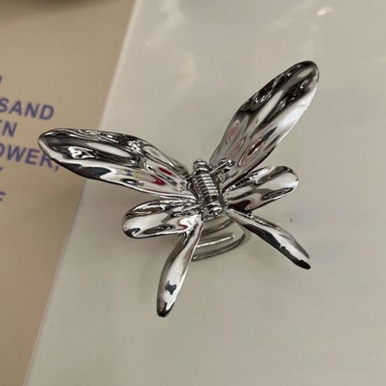 Hairpin Small Compact Metal Hair Clip Silver Color Butterflies Shape Back Head