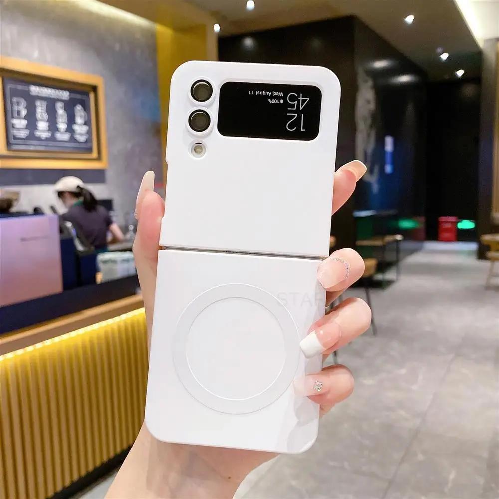 Magnetic Wireless Charge Magsafe Case for Samsung Galaxy Z Flip6 Flip5 Flip4 3 5g Matte Silicone Back Cover Zflip Flip 6 5 4 3