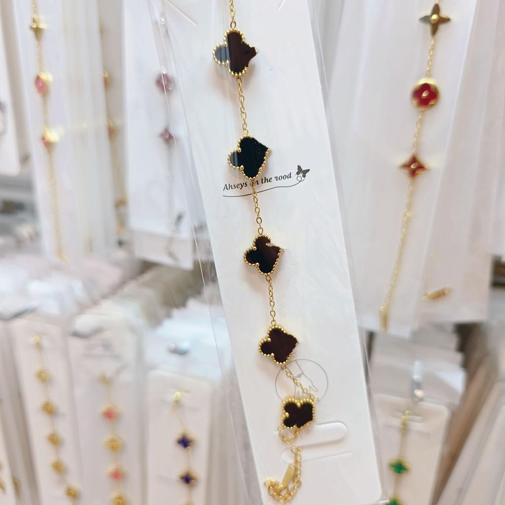 Double-sided Five-flower Four-leaf Clover Bracelet Titanium Steel Does Not Fade Light Luxury High-end Jewelry