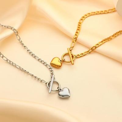 New Heart Pendant Necklace: Glossy 18k Titanium Steel, Cool & Versatile Classic Style