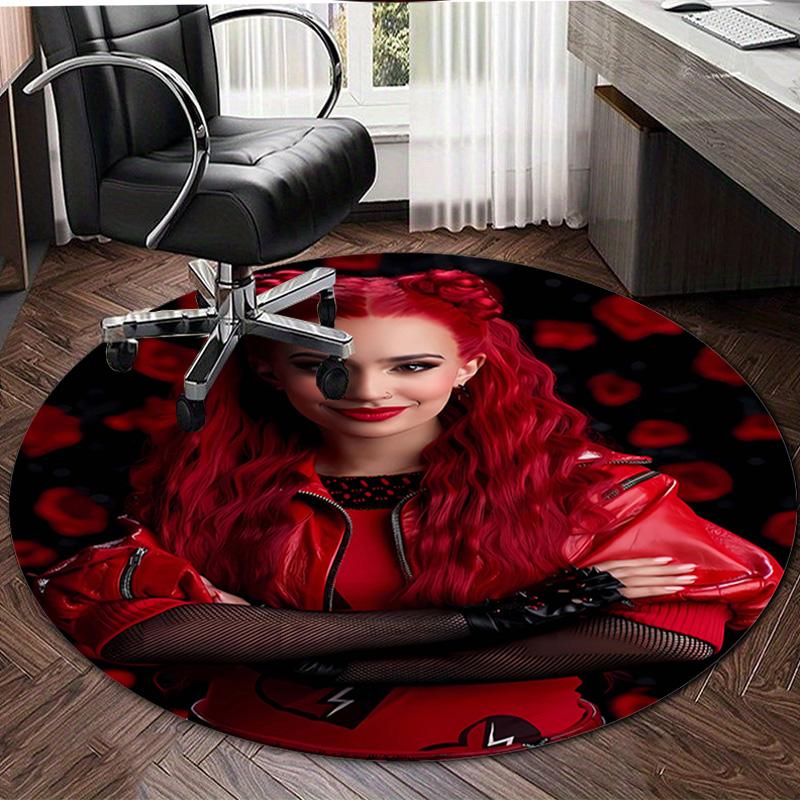 1pc Descendants The Rise of Red1 Design Printed Area Round Carpet for Bedroom Living Room Home Decor Rugs Mat Non Slip Mat Rug for Bedside