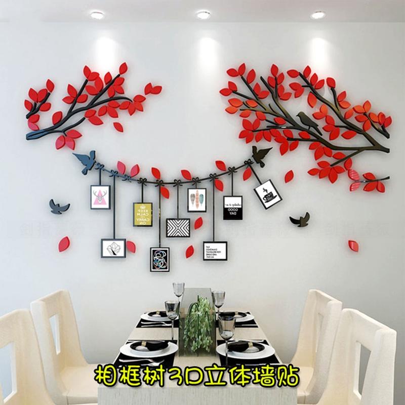 Family Photo Tree 3D DIY Acrylic Wall Stickers Home Decor Photo Frame Tree Wall Decals Poster Art Mural for Living Room Bedroom