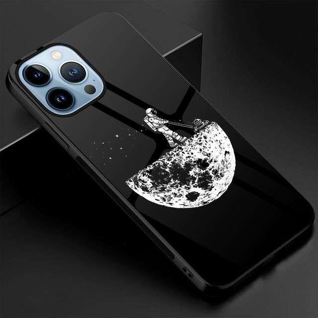 

Чехол Moon Astronaut Fundas для Iphone 14 13 11 12 Pro Max Mini Xs Xr X 7 8 6s Plus Se 2022, чехол для телефона из закаленного стекла For iPhone 14Pro Max