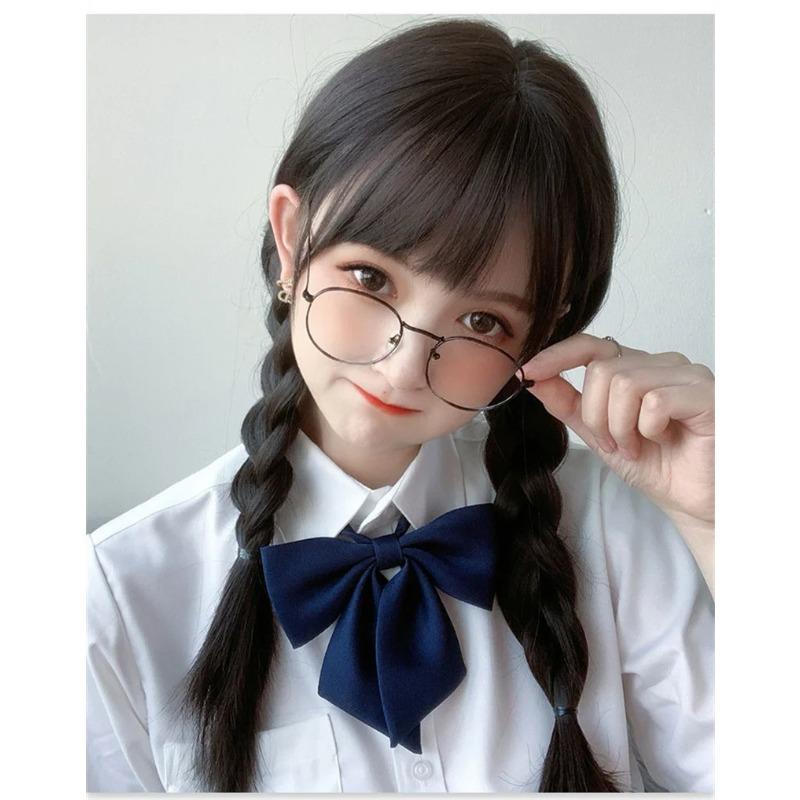 Hair Extensions Synthetic Cute Korea Jk Girl Cosplay Air Bangs Wig Breathable Head Cover 50cm Long Straight Wig Hat For Women