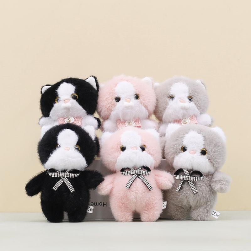 Plush Cat Keychain With Pp Cotton Filling For Cute Bag Decor