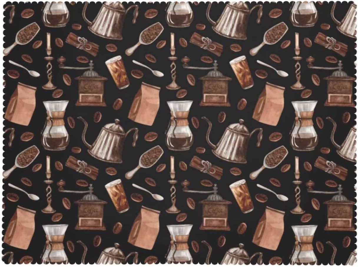 Koffieprint Tafelkleed Cafe Patroon Bonen Polka Dot Vintage Espressomachine Doodle Tafelhoes 90x140cm