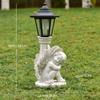 JYL TS/078,Hot Sale Cement Color Leaning Angel Resin Statue Solar Light for Outdoor Garden Decor Lamp