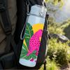 1PC Pink Leopard Tropical Leaf Art 750ml Color Plastic Sports Water Bottle Leakproof Flip Straw Lid For Sports Office Home Use