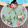 Vintage Floral Round Beach Towel with Tassels, Farmhouse Flower Beach Blanket, Soft Microfiber Yoga Meditation Mat Picnic Rug