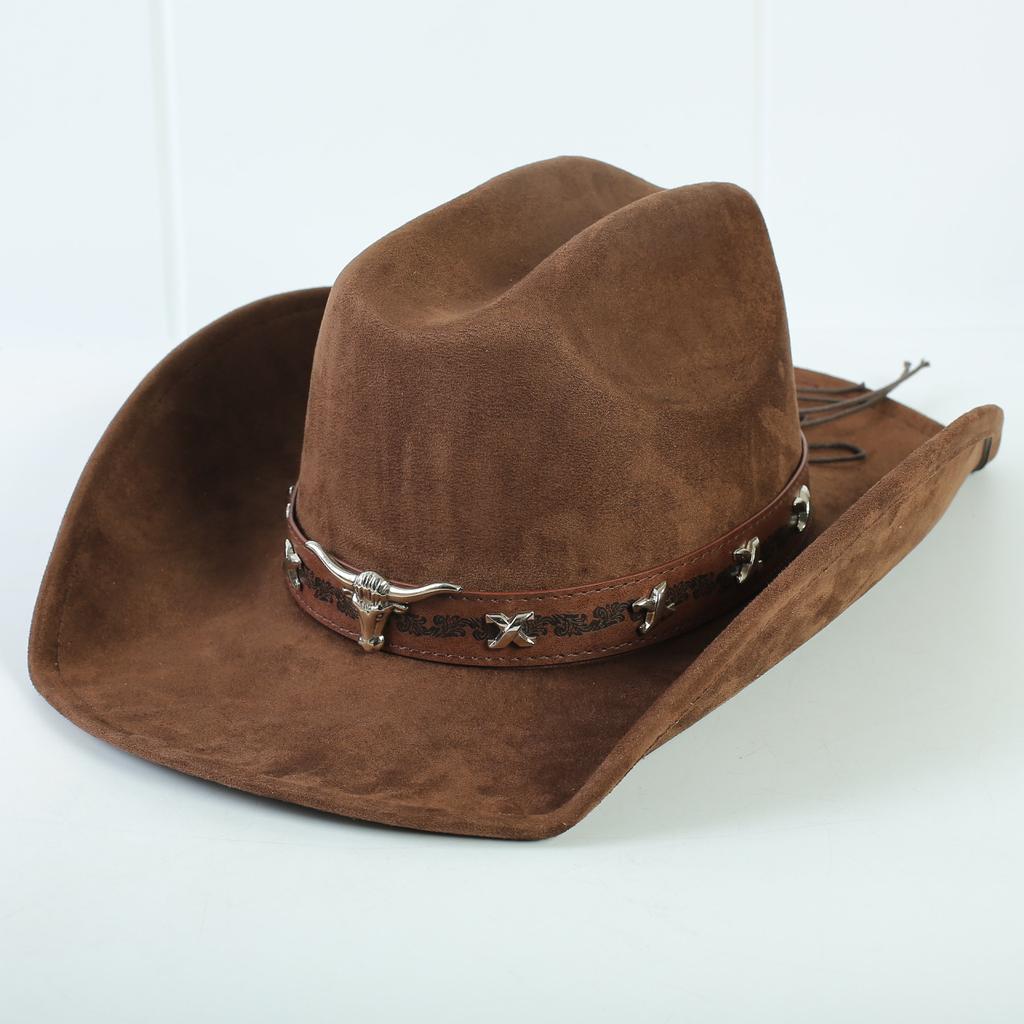 Popolare cappello western da cowboy in camoscio stile europeo e americano per uomo e donna, semplice e alla moda, a tesa larga, cappello jazz