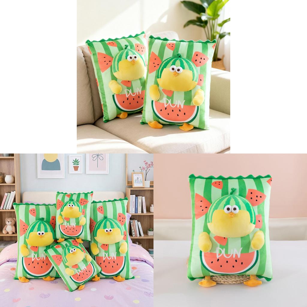 Wassermelone Dundan Hähnchen Cartoon Plüschkissen für Sofa Bett Auto Lendenstütze