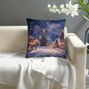 1pc, Measuring 45.72 by 45.72 Cm, a Reversible Throw Pillow Cover Featuring a Vintage Christmas Snow Scene, Made of Short Plush Polyester, Equipped Wi