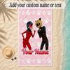 Beach TowelMiraculous Ladybug Custom Name Text Personalized Soft Towel for Beach Pool Indoor Home Decor Gift