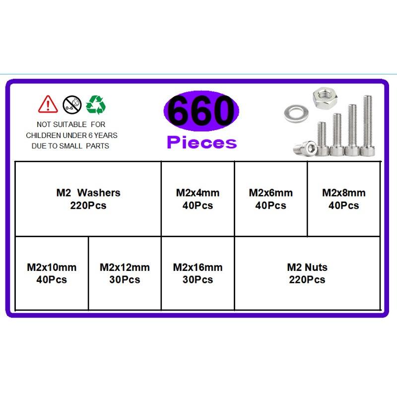 

660/500 шт. винт с шестигранной головкой и цилиндрической головкой, набор с плоской эластичной шайбой, M3 шестигранный винт 660pcs912