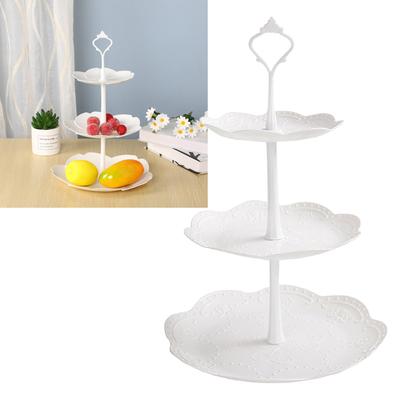 White Plastic 3 Tier Serving Tray 3 Tiers Dessert Cakecup Stand 3 Layer Fruit Tray Round