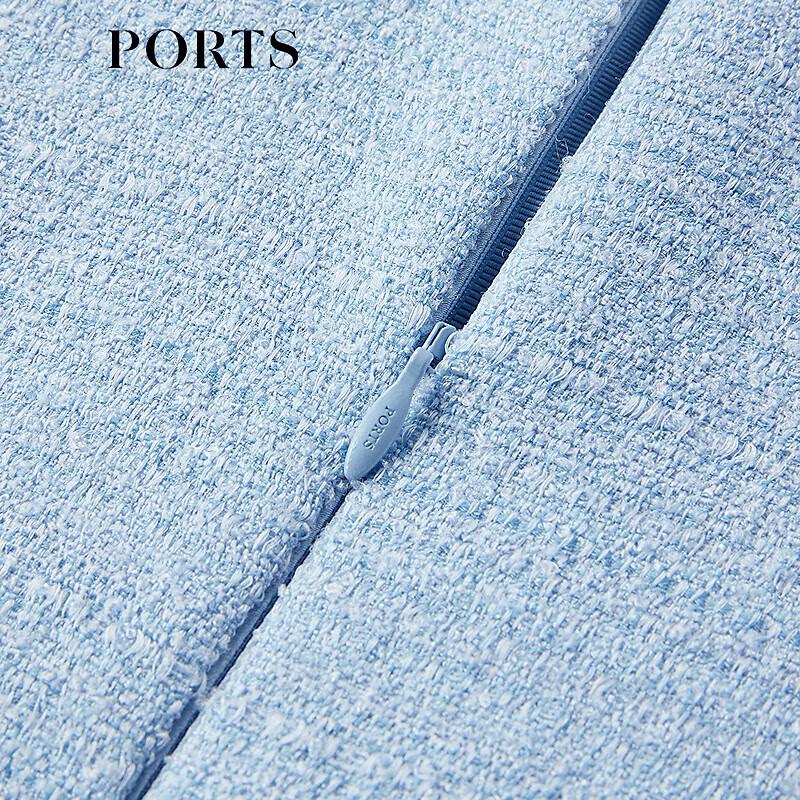 PORTS Women's Light Glazed Blue Short Sleeve Midi Dress