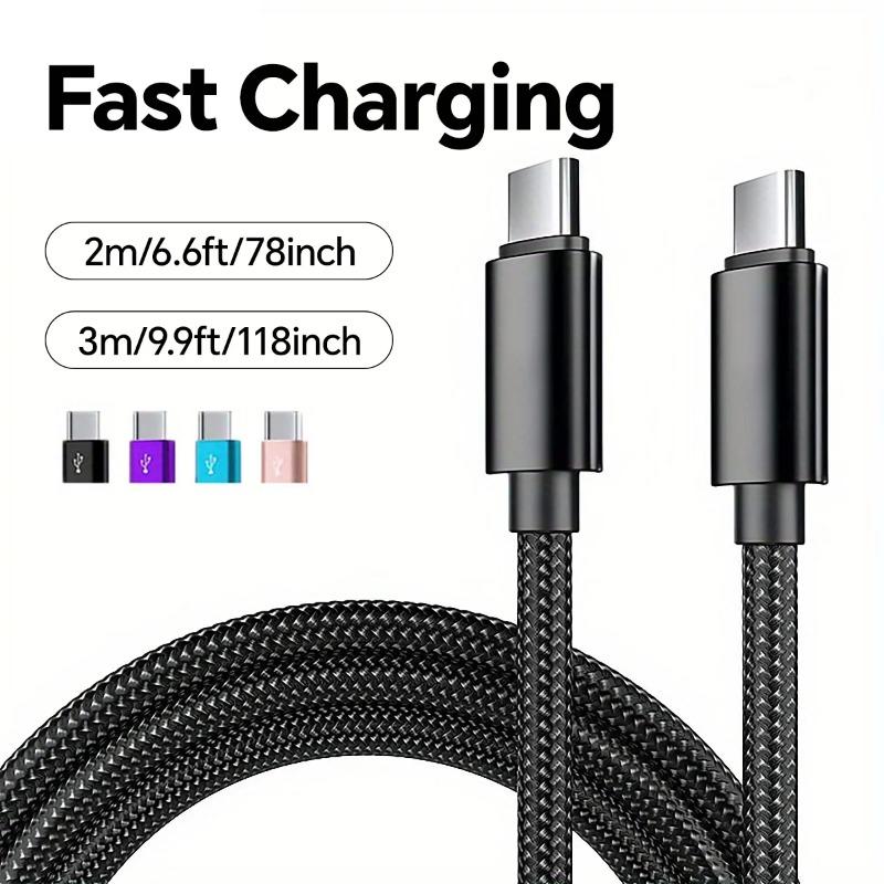 66W Nylon Braided 1m 2m 3m Usb C Fast Charging Cable for 15 16 Pro Max Samsung S24 OPPO Charging Cable