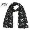 Winter Christmas Scarf Theme for Women, Glitter Sparkly Foil Reindeer Cold Proof Accessory Print Scarves, Lightweight Soft Shawl Wrap Fall Daily