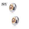 Stainless Steel Earrings 1 Pair Ear Studs Non-Piercing Magnetic Round Men Colored Rhinestone Embedded Women Fashion Jewelry Stud