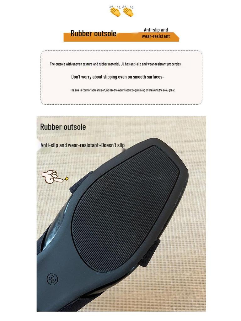 2025 Women's Retro French Square Toe Mary Jane with Hidden Heel and Pleated Design