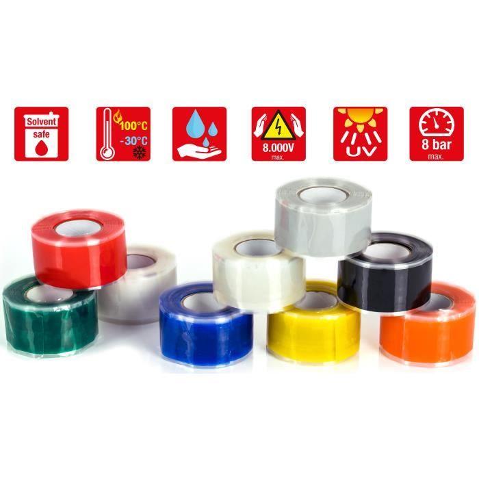 Ruban en silicone auto-agrippant - 3m - Étanche - 38mm - Noir