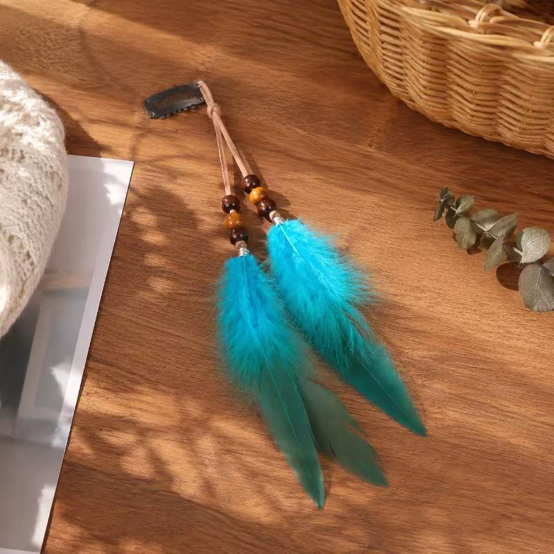 2 Stück Böhmische Retro Feder Haarspangen - Ethnische Quaste Langes Haarband Exotischer Stil Böhmische Haaraccessoires Für Frauen