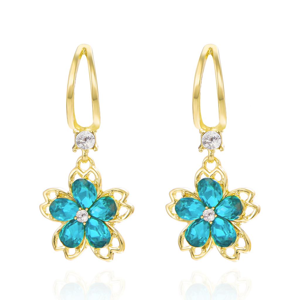Fashion Sakura Cherry Blossoms Flower Earrings Stud Dangle for Women Wedding Party Christmas Party Jewelry Gift