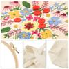 Needlepoint Embroidery Hoops Thread Embroidery Kit Flower Pattern Instructions Canvas Tote Bag